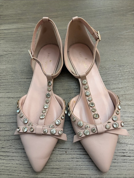 kate spade Shoes - kate spade Blush Pink Crystal-Studded Pointed Slingback Flats